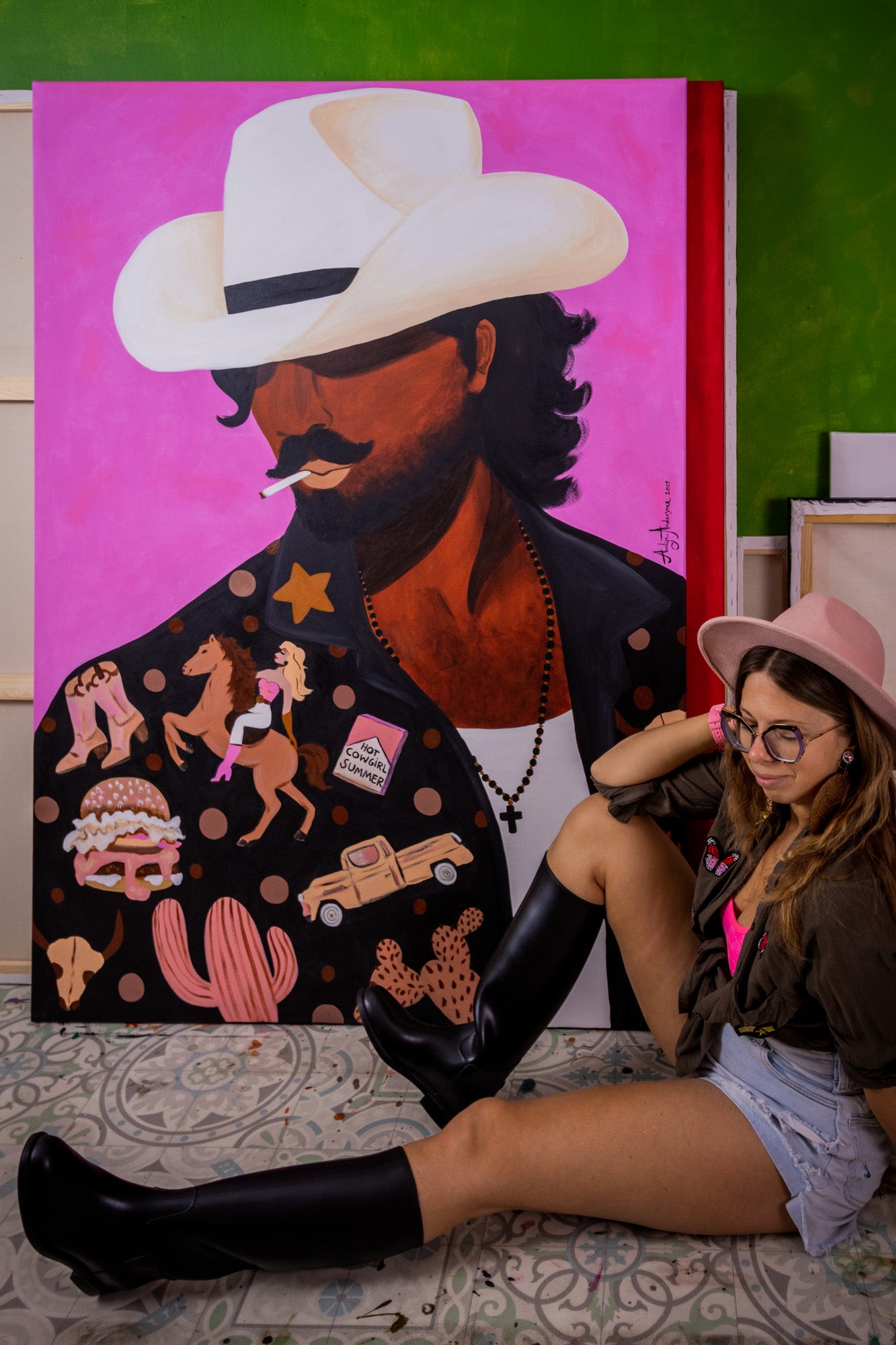 アート・デザイン・音楽 atlantic cowboy andrea gjestvang SIGNED HOT COWGIRL SUMMER - ORIGINAL ARTWORK – Amalija Andersone