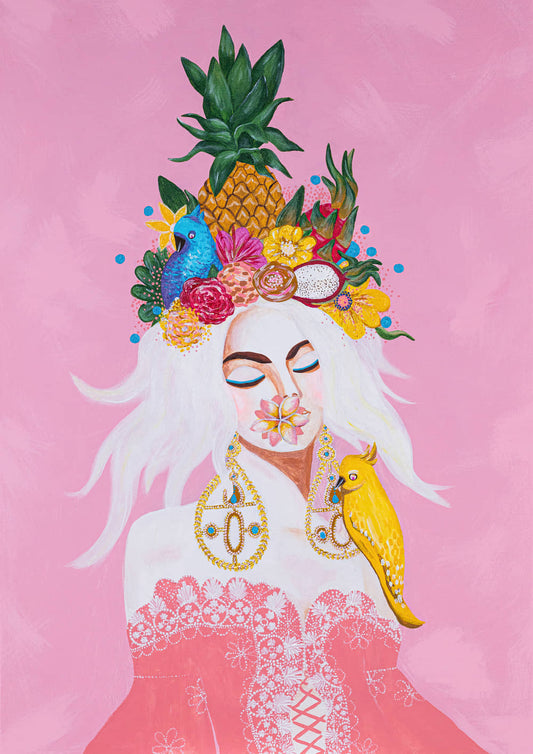 PALM TREES, OCEAN BREEZE, PINK SUNSETS, SALTY AIR, SUNKISSED HAIR, SWEET COCONUTS, ENDLESS SUMMER... TAKE ME BACK TO BALI - ORIGINAL ARTWORK