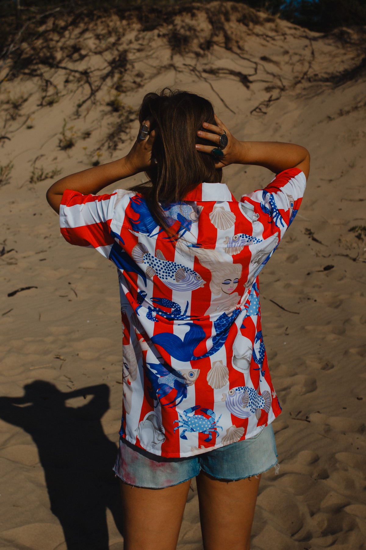 MERMAID CABANA STRIPE HAWAIIAN SHIRT