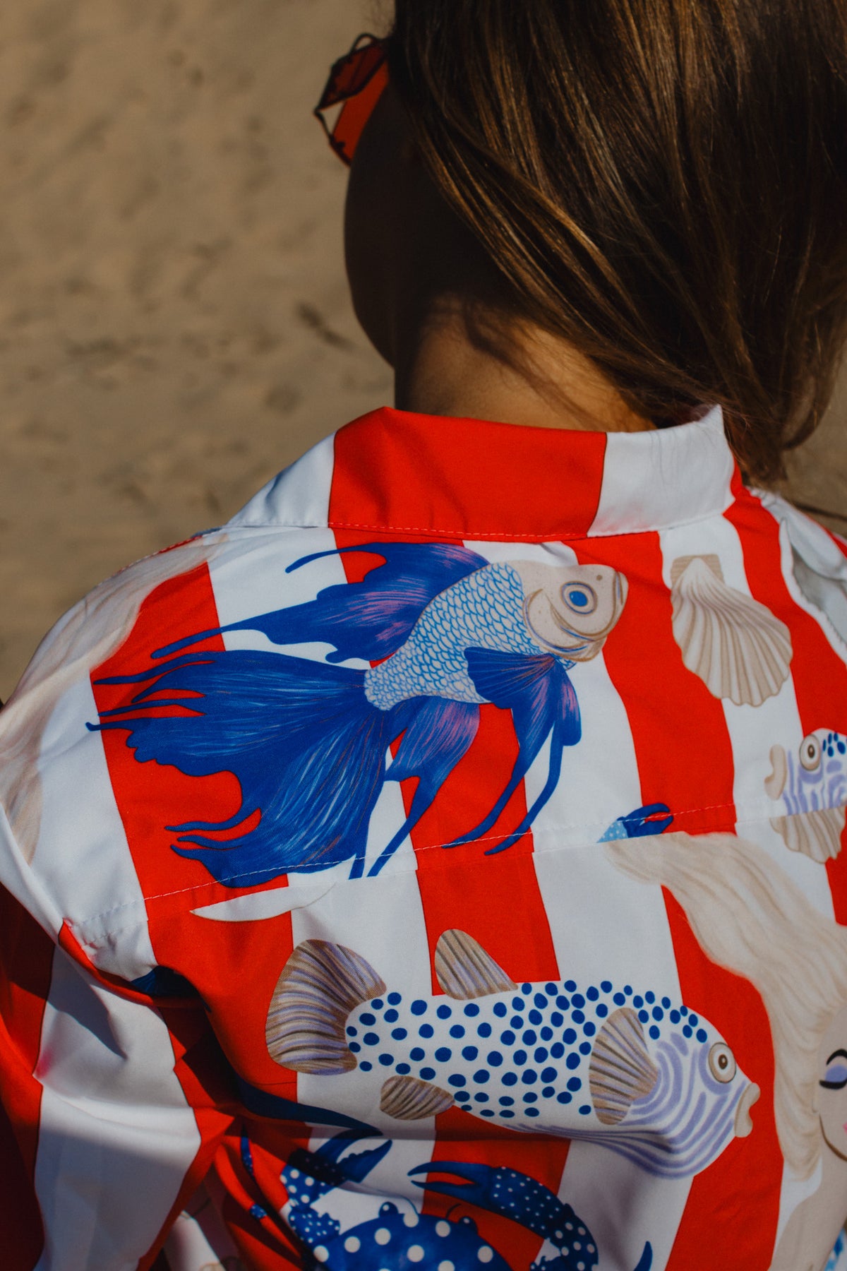 MERMAID CABANA STRIPE HAWAIIAN SHIRT