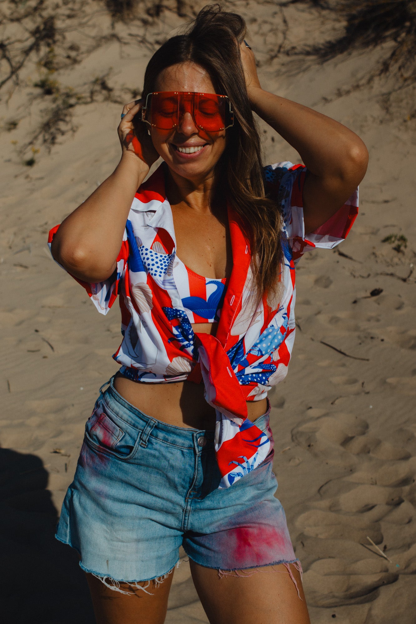 MERMAID CABANA STRIPE HAWAIIAN SHIRT