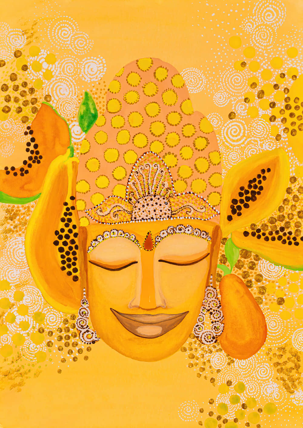 PAPAYA INFUSED MORNING HAPPY BUDDHA - ORIGINAL ARTWORK