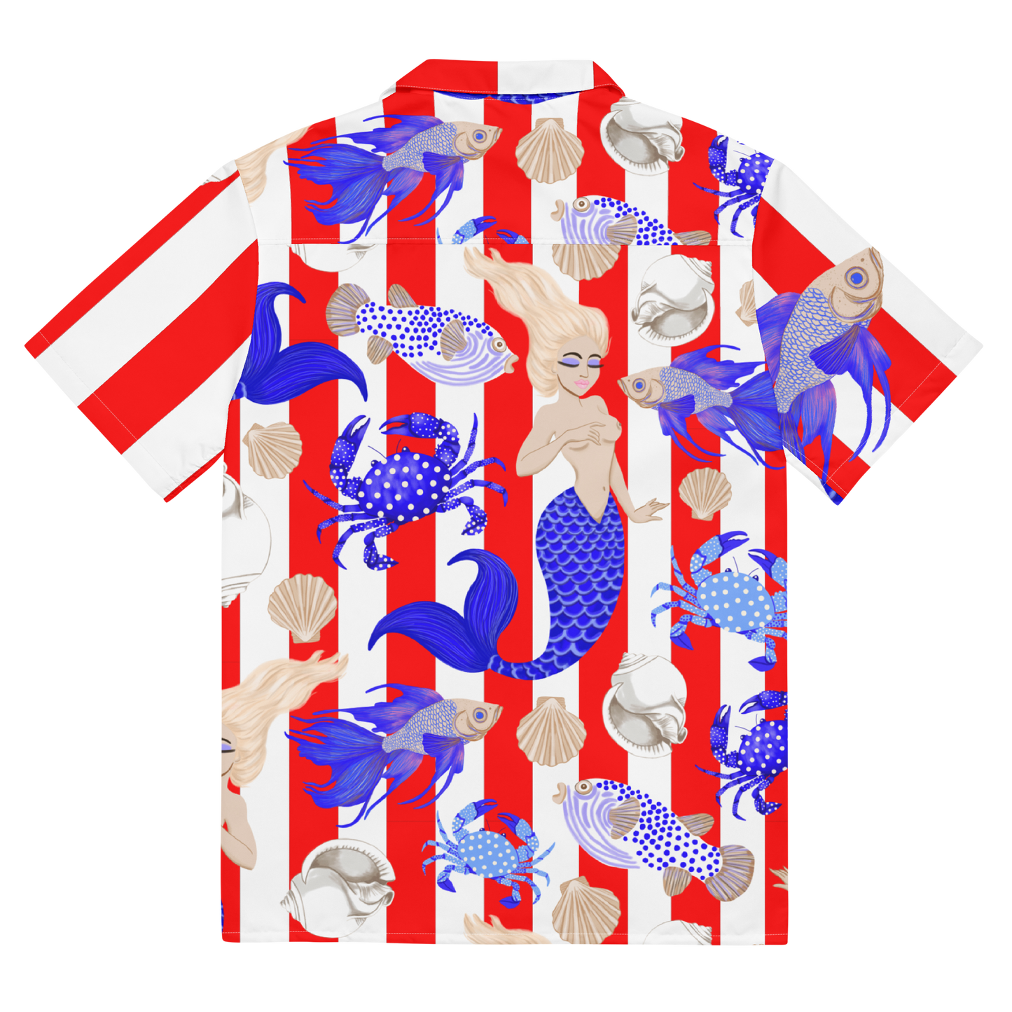 MERMAID CABANA STRIPE HAWAIIAN SHIRT