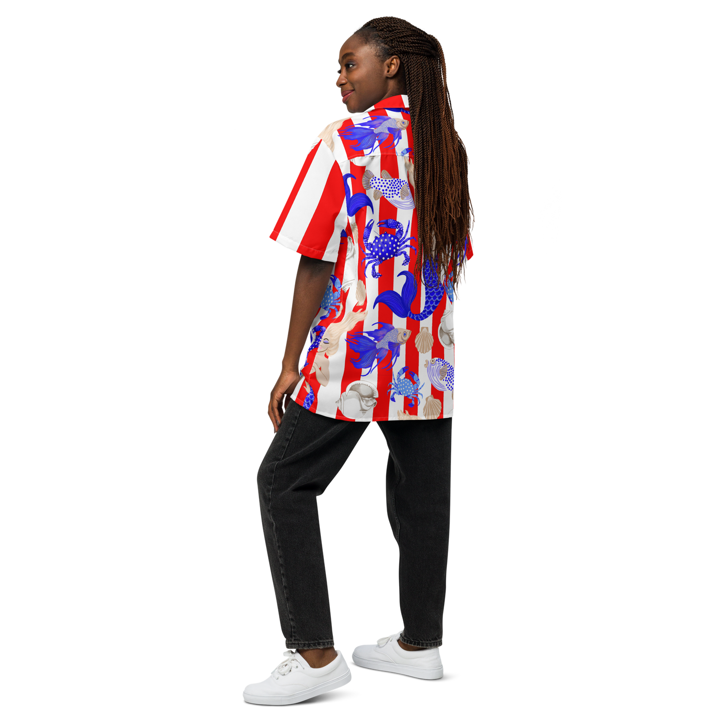MERMAID CABANA STRIPE HAWAIIAN SHIRT