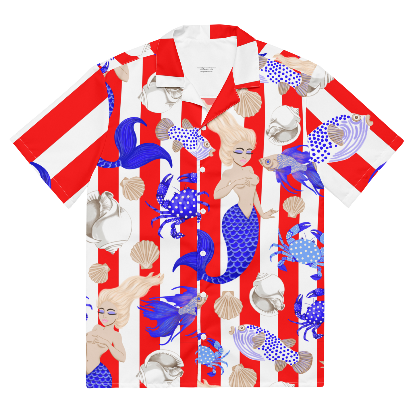 MERMAID CABANA STRIPE HAWAIIAN SHIRT